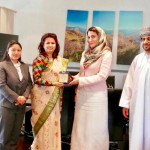 Her Excellency Sarmila Parajuli Dhakal, Ambassdor of Nepal to Sultanate of Oman visited Sultan Qaboos University (SQU)and met with
Her Highness Sayyidah Dr. Mona bint Fahd
Al-Said, Assistant Vice Chancellor for International Cooperation, SQU.
Discussions were held to cooperate in the field of education, skill-enhancement, exchanges of the students and also a close cooperation in the agricultural studies and Study of Nepali Language in the Sultanate of Oman.
Second Secretary Ms.Rojina Tamrakar was present in the meeting.
8th April 2018
Embassy of Nepal
Muscat, Sultanate of Oman