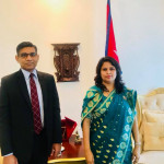 H.E. Munu Mahawar,Ambassador of India to the Sultanate of Oman paid courtesy call on H.E. Sarmila Parajuli Dhakal,
Ambasaador of Nepal to the Sultanate of Oman at latter’s Office today.
Her Excellency Sarmila Parajuli Dhakal welcomed His Excellency Munu Mahawar.
Both Excellences discussed on various regional & international relations, issues. Excellencies also expressed their desires to enhance Nepal -India relations further.
1st Oct 2018
Embassy of Nepal
Muscat, Sultanate of Oman